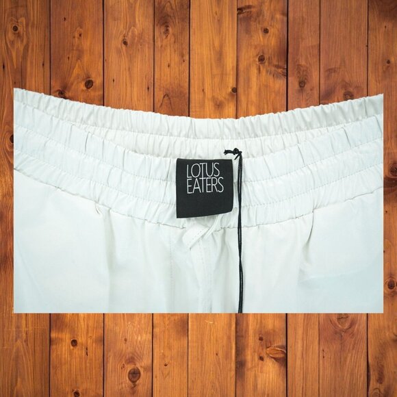 NWT Lotus Eaters Women's Provider Off-White Pants 100% PU Sz M Elastic Waist - Picture 5 of 7